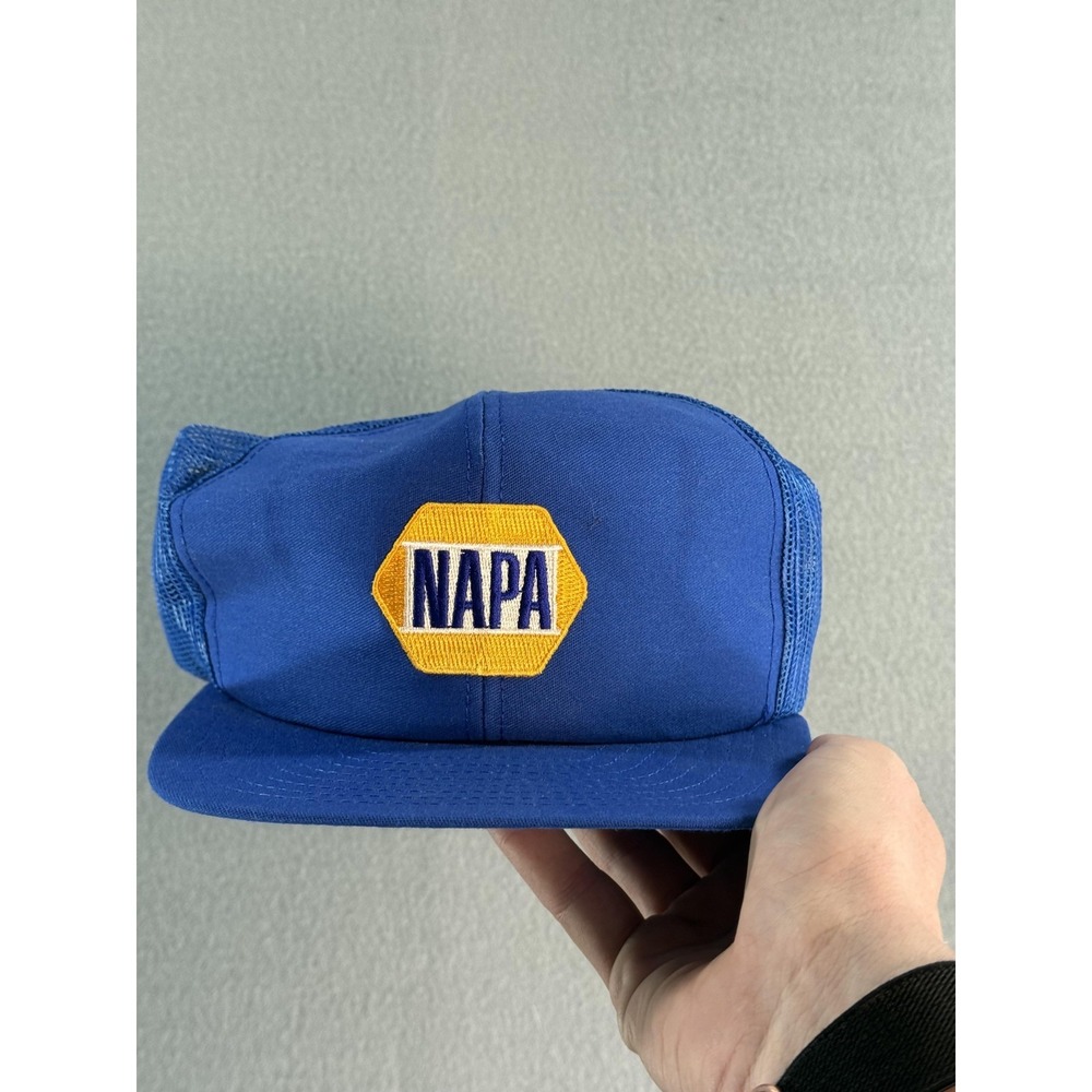 NAPA Hat Cap Snap Back Mens One Size Blue Mesh Trucker Auto Parts Foam Front
